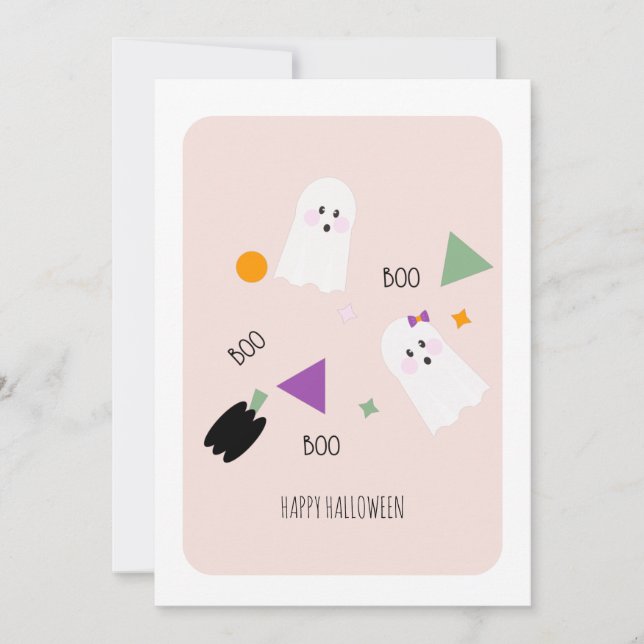 Glad Halloween Söta Spöksprinklor Kort (Framsida)