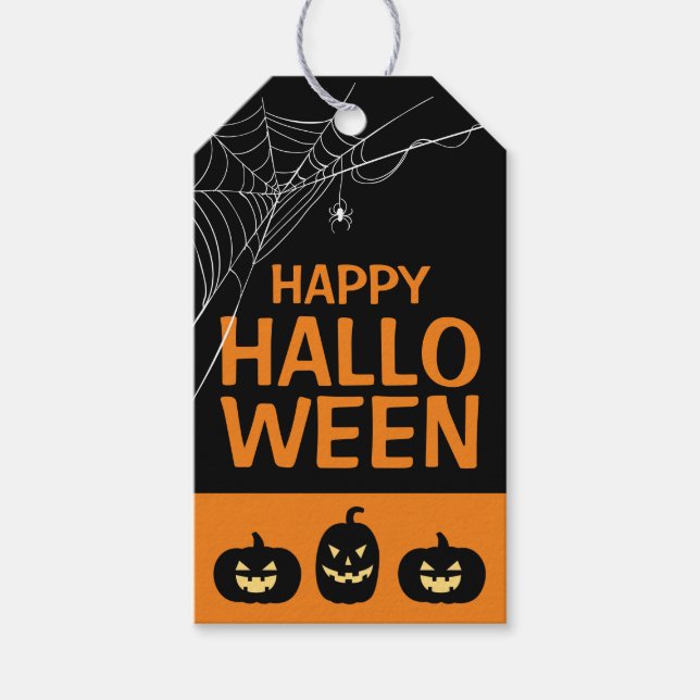 Glad Halloween spindel Presentetikett (Framsidan)