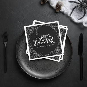 Glad Halloween Spindelnät Ät Drick Skräck Pappersservett