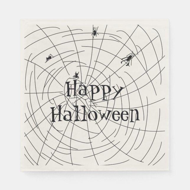 Glad Halloween Spindelnäts doodle-illustration Pappersservett (Framsidan)