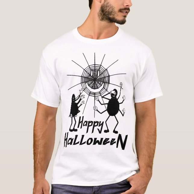 Glad Halloween, Spindlar Halloween T Shirt (Framsida)