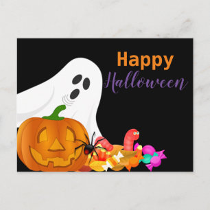 Glad Halloween Spök Jack O Lantern Barn Helg Vykort