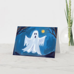 Glad Halloween Spök Skräckinjagande Akvarell Helgkort