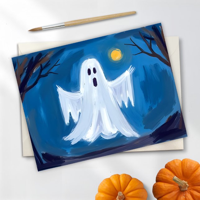 Glad Halloween Spök Skum Vattenfärg Helg Vykort (Skapare uppladdad)