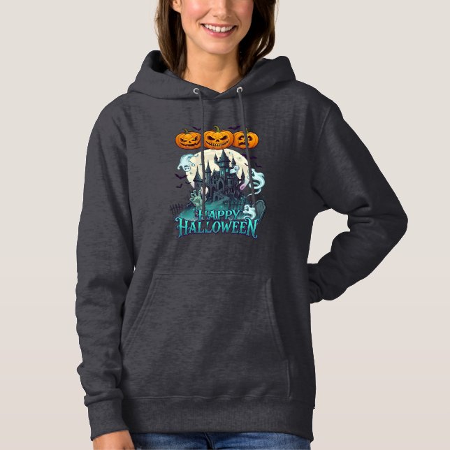 Glad Halloween Spök Slott Pumpor Spöken_1 T Shirt (Framsida)