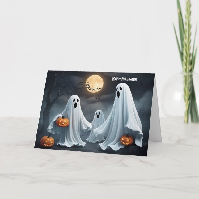 Glad Halloween-spöke Helgkort (Framsida)