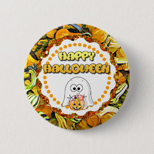 Glad Halloween Spöke och Gourd Knapp