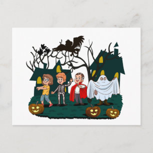 Glad Halloween Spöke och pumpor Helg Vykort