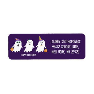 Glad Halloween Spöken Bus eller Godis Returadress Etikett