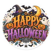Glad Halloween Spöken Skallar och Pumpa Klistermär