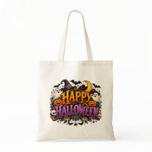Glad Halloween Spöken Skallar och Pumpa Tote Påse