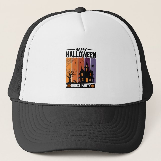 Glad Halloween Spökfest Festlig Hus T-shirt De Keps (Framsida)