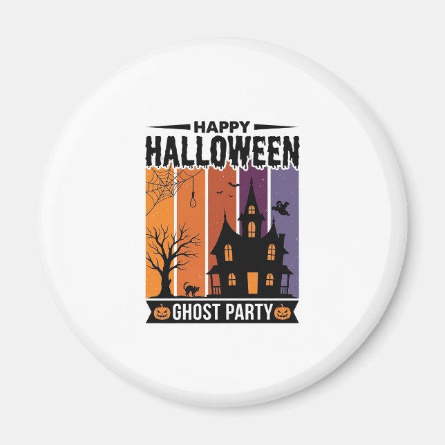 Glad Halloween Spökfest Festlig Hus T-shirt De Magnet (Framsidan)