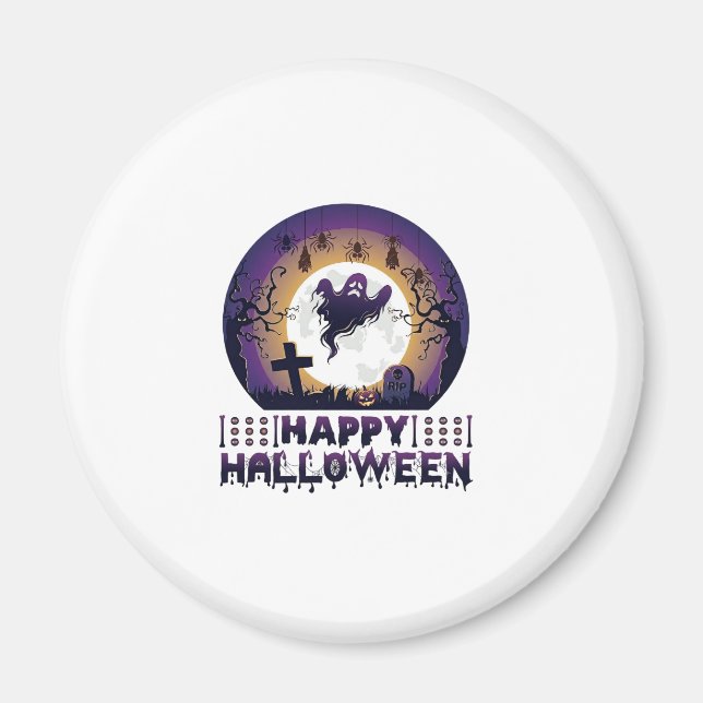 Glad Halloween Spökfladdermöss Spindlar_1 Magnet (Framsidan)