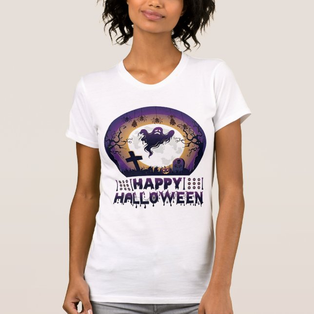Glad Halloween Spökfladdermöss Spindlar_1 T Shirt (Framsida)
