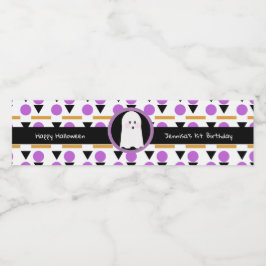 Glad Halloween Spökfödelsedagsmönster Vattenflaskor Etikett