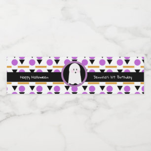 Glad Halloween Spökfödelsedagsmönster Vattenflaskor Etikett