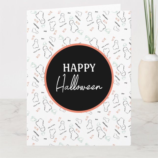 Glad Halloween Spökgodis Handritad Doodle Kort (Framsida)