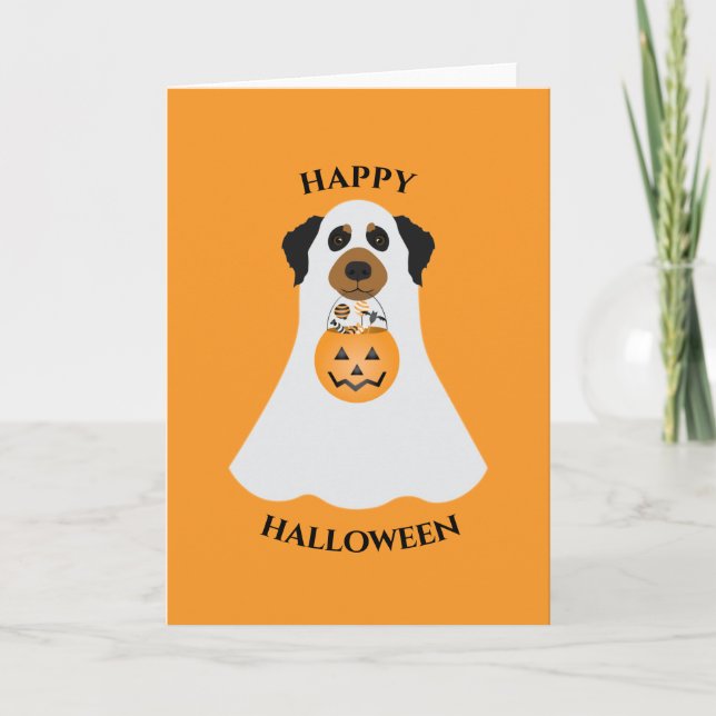 Glad Halloween Spökhund Kort (Framsida)