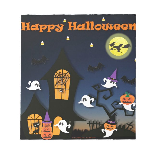 Glad Halloween Spökhus Anteckningsblock (Framsida)