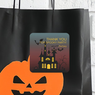 Glad Halloween Spökhus Gradient Fyrkantigt Klistermärke