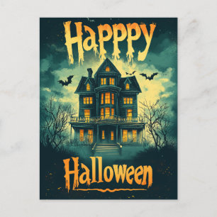 Glad Halloween Spökhus Helg Vykort
