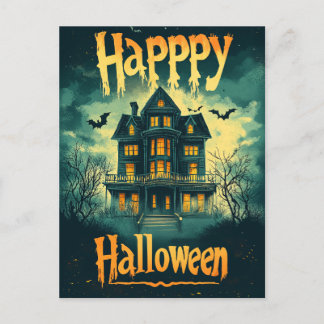 Glad Halloween Spökhus Helg Vykort