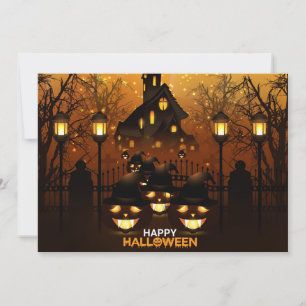 Glad Halloween Spökhus  Julkort