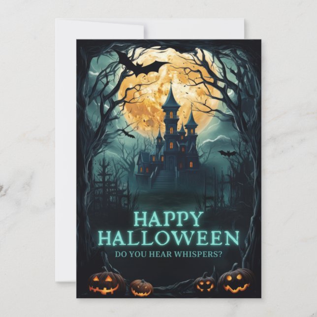 Glad Halloween Spökhus Julkort (Framsida)
