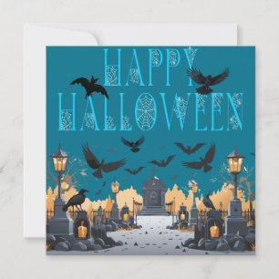Glad Halloween Spökig Kyrkogård\Gravsten Inbjudningar