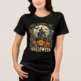 Glad Halloween Spökig Spökhus & Pumpor T Shirt