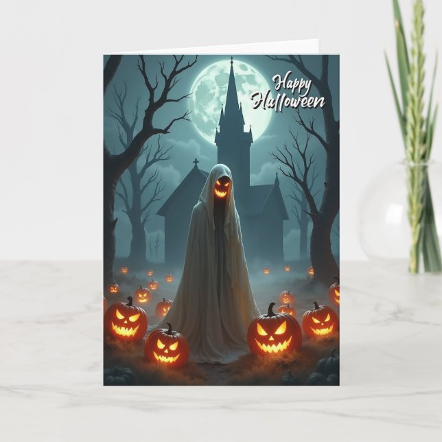 Glad Halloween spökkort Kort (Framsida)