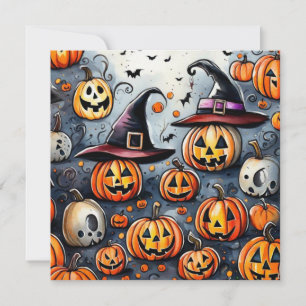Glad Halloween spöklik gods eller bus-design Inbjudningar