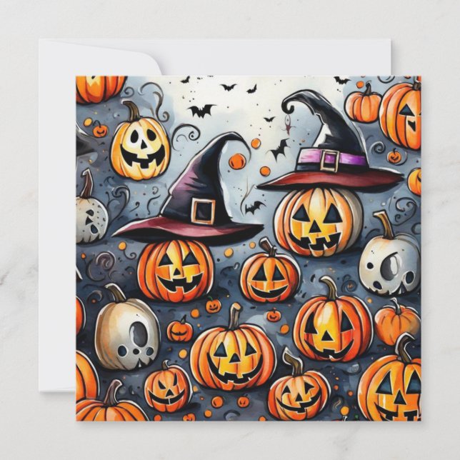 Glad Halloween spöklik gods eller bus-design Julkort (Framsida)