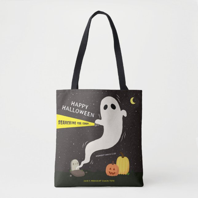 GLAD HALLOWEEN Spökt Personlig Tygkasse (Framsida)