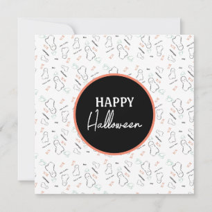Glad Halloween Spöktis Handritade Bokstäver Klotte Kort