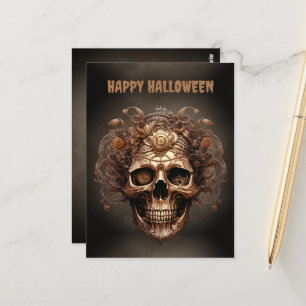 Glad Halloween Steampunk Dödskalle Skelett Vykort