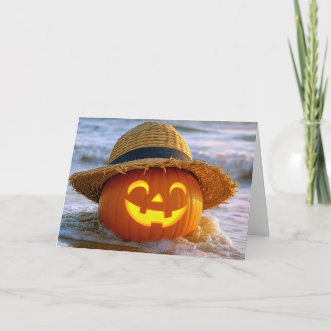 Glad Halloween Strand Jack-o-lantern Kort (Framsida)