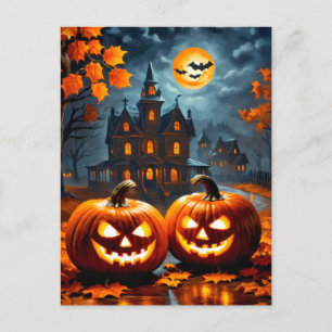 Glad Halloween Super Lysande Onda Pumpor Vykort
