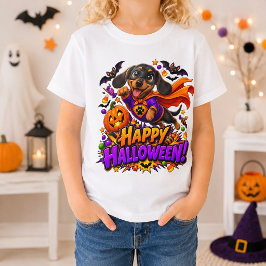 Glad Halloween Superhjälte Dachshund Rolig Hund T Shirt