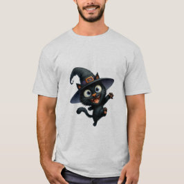 Glad Halloween Svart Häxa Katt Vinkar ✨🐾🎃 T Shirt