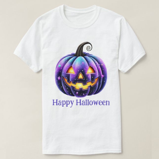 Glad Halloween Svart Jack o'Lantern  T Shirt (Design framsida)