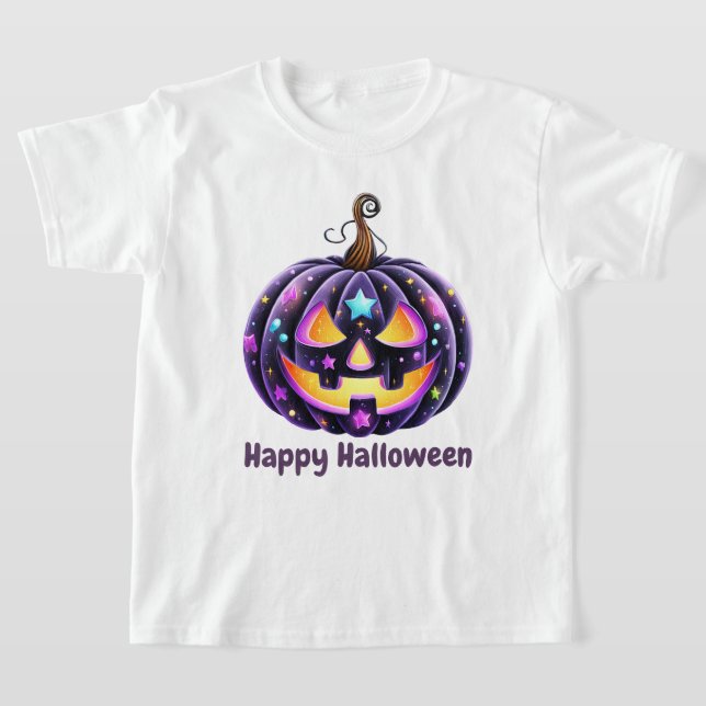 Glad Halloween Svart Jack o'Lantern  T Shirt (Laydown)