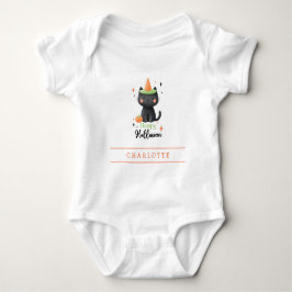 Glad Halloween Svart Katt Anpassad Baby Bodysuit T Shirt