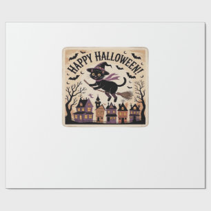 Glad Halloween Svart Katt Häxa Klassisk T-Shirt Presentpapper
