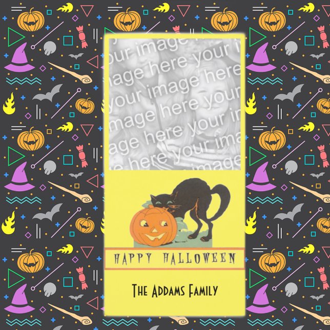 Glad Halloween Svart Katt Julkort (Skapare uppladdad)
