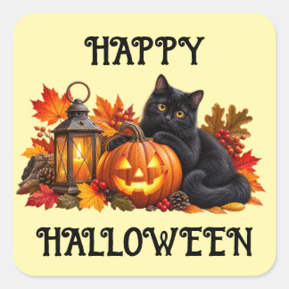 Glad Halloween Svart Katt Klistermärke