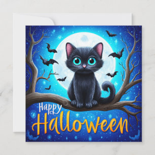 Glad Halloween Svart Katt Kort