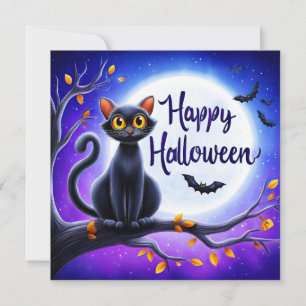 Glad Halloween Svart Katt Kort