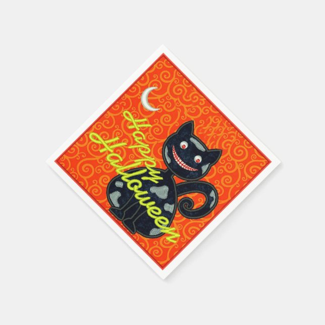 "Glad Halloween" Svart Katt Pappersservett (Hörn)